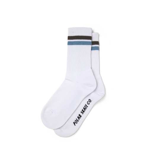 Polar Skate Co. Stripe Socks White Brown Blue